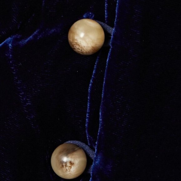 Saloni Taro Velvet Midi Dress Navy - Picture 8 of 8